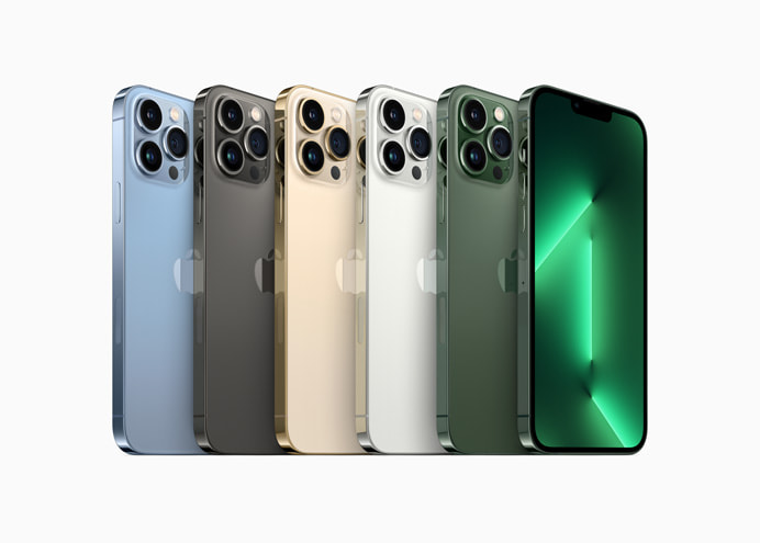 iPhone 13 Pro・13 Pro Maxのカラーバリエーション（グラファイト・ゴールド・シルバー・シエラブルー・アルパイングリーン）