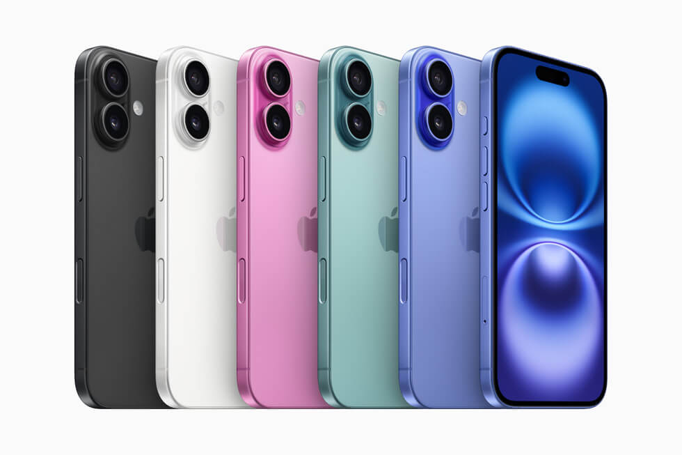 iPhone 16 Plusの5色アルミボディカラーバリエーション