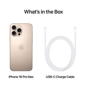 iPhone 16 Pro Maxデザートチタニウム本体とUSB-Cケーブル