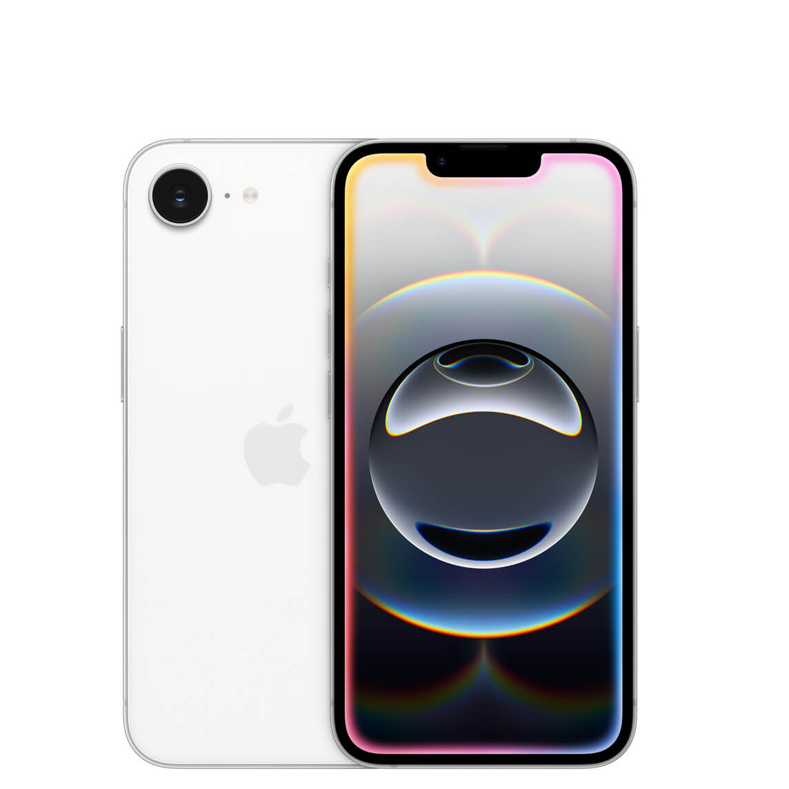 iPhone 16eのノッチ付き6.1インチディスプレイ正面